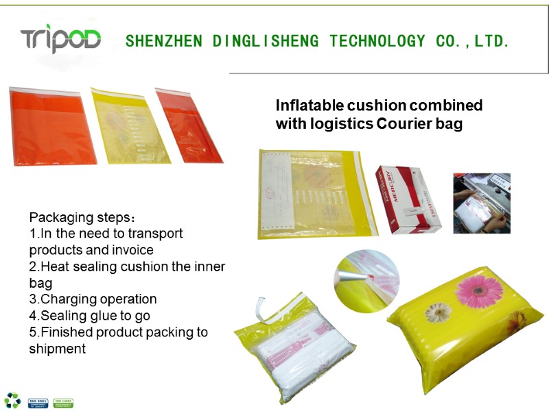 Inflatable cushion combined with logistics Courier bag Packaging steps： In the need to transport